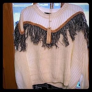Cream and fringe boutique sweater